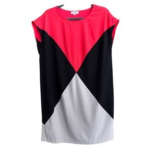 Calvin Klein Color Block Shift Dress 8 Pink, Black, White